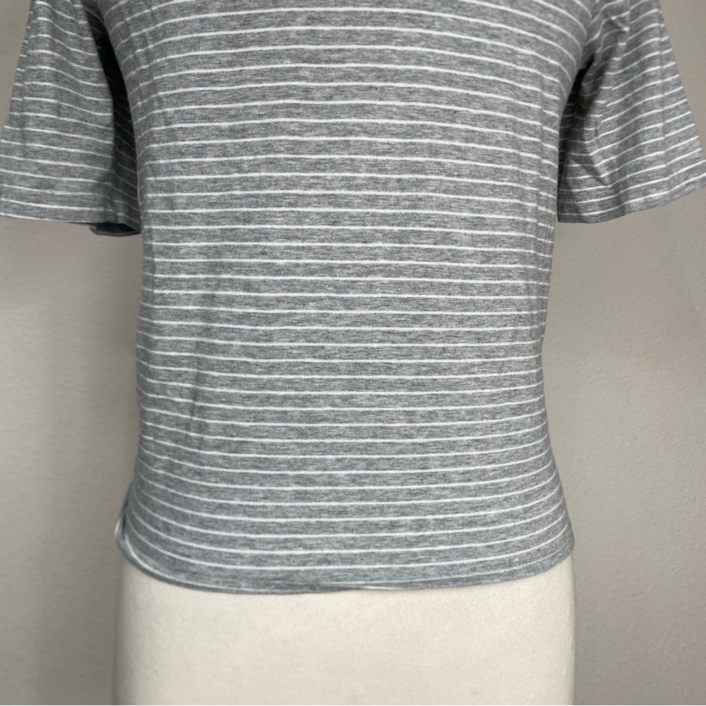 Banana Republic Women's Gray White Stripe Tie Front T-Shirt Size Small Casual - Picture 8 of 14